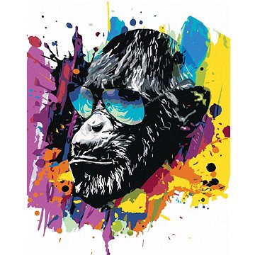 Barevná opice se slunečními brýlemi, 40×50 cm, bez rámu a bez vypnutí plátna (6044000)