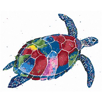Barevná želva, 40×50 cm, vypnuté plátno na rám (6048821)