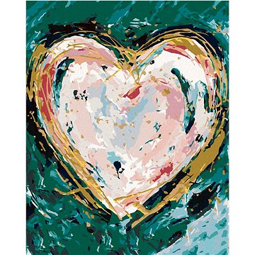 Barevné srdce na zeleném pozadí (Haley Bush), 40×50 cm, bez rámu a bez vypnutí plátna (5017700)