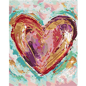 Barevné srdce na zeleném pozadí II (Haley Bush), 40×50 cm, bez rámu a bez vypnutí plátna (5017750)