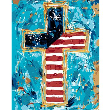 Barevný kříž (Haley Bush), 80×100 cm, vypnuté plátno na rám (5018563)