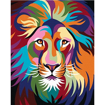 Barevný lev s hřívou, 40×50 cm, vypnuté plátno na rám (5021781)