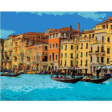 Benátky s turisty, 40×50 cm, bez rámu a bez vypnutí plátna (6044370)