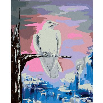 Bílá vrána na větvi, 80×100 cm, vypnuté plátno na rám (6042923)