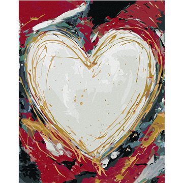 Bílé srdce na barevném pozadí II (Haley Bush), 40×50 cm, bez rámu a bez vypnutí plátna (5017970)