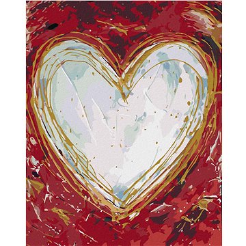 Bílé srdce na červeném pozadí (Haley Bush), 40×50 cm, bez rámu a bez vypnutí plátna (5018000)