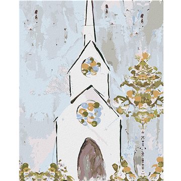 Bílý malovaný kostel (Haley Bush), 40×50 cm, bez rámu a bez vypnutí plátna (5017330)