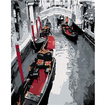 Černobílé Benátky, 40×50 cm, vypnuté plátno na rám (6044321)