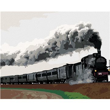 Černý parní vlak, 40×50 cm, vypnuté plátno na rám (6040071)