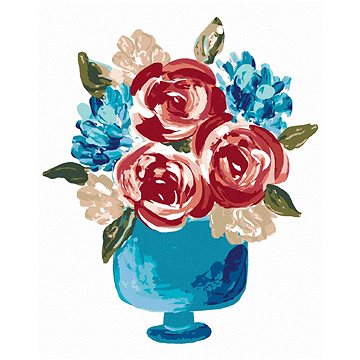Červené květiny ve váze (Haley Bush), 40×50 cm, vypnuté plátno na rám (6013001)