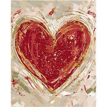 Červené srdce na béžovém pozadí (Haley Bush), 40×50 cm, bez rámu a bez vypnutí plátna (5017770)