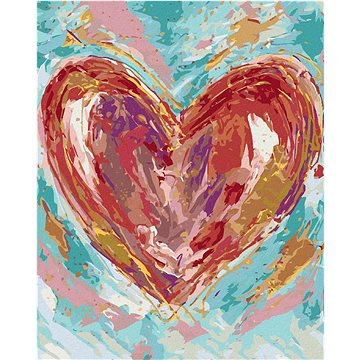 Červené srdce na zeleném pozadí II (Haley Bush), 40×50 cm, bez rámu a bez vypnutí plátna (5017720)