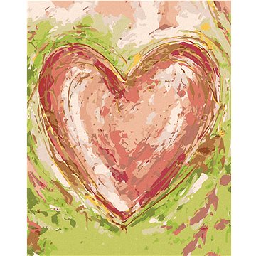 Červené srdce na zeleném pozadí III (Haley Bush), 40×50 cm, bez rámu a bez vypnutí plátna (5017800)