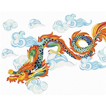 Čínský drak v oblacích, 40×50 cm, vypnuté plátno na rám (6056671)
