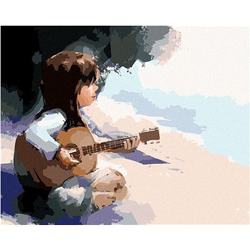 Dívka hrající na kytaru, 40×50 cm, bez rámu a bez vypnutí plátna (6038890)