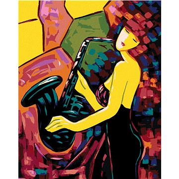 Dívka hrající na saxofon, 40×50 cm, vypnuté plátno na rám (6039601)