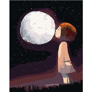 Dívka líbající měsíc, 40×50 cm, vypnuté plátno na rám (6047501)