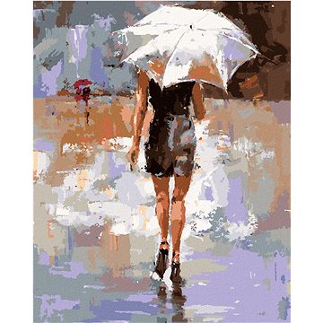 Dívka s bílým deštníkem, 40×50 cm, vypnuté plátno na rám (6039431)