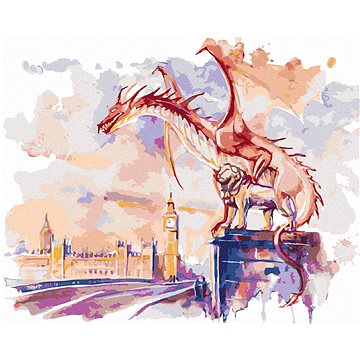 Drak sedící na Westminsterském mostě v Londýně, 40×50 cm, vypnuté plátno na rám (6056701)