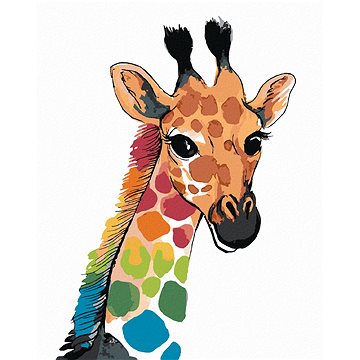 Duhová žirafa, 40×50 cm, bez rámu a bez vypnutí plátna (6044650)