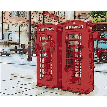 Dvě telefonní budky v Londýně, 40×50 cm, vypnuté plátno na rám (6052011)