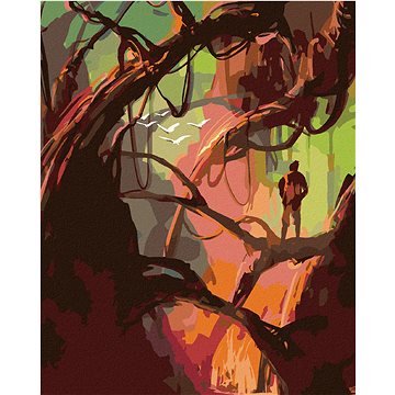 Fantasy stromy v lese, 40×50 cm, vypnuté plátno na rám (6045531)