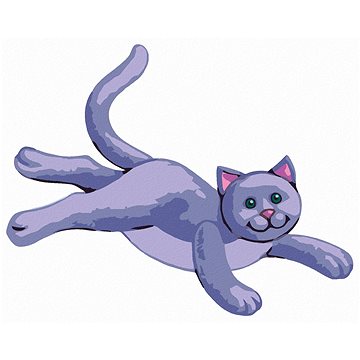 Fialová plyšová kočička (Sue Ellen Brown), 40×50 cm, vypnuté plátno na rám (5004681)