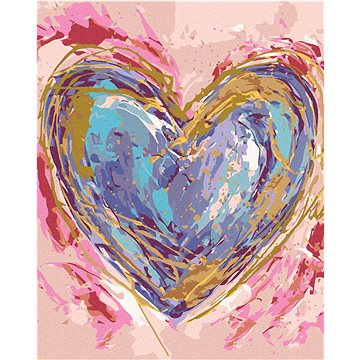 Fialové srdce na růžovém pozadí (Haley Bush), 80×100 cm, bez rámu a bez vypnutí plátna (5017732)