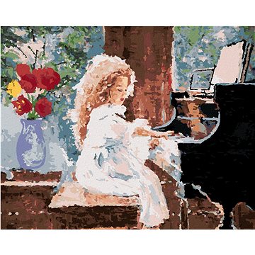 Holčička hrající na piano, 80×100 cm, vypnuté plátno na rám (6039393)
