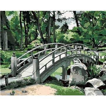 Japonsko most u lesa, 40×50 cm, vypnuté plátno na rám (5015721)