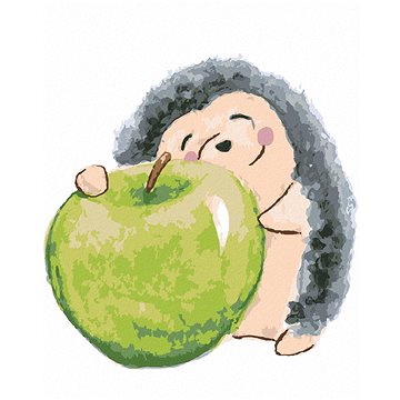 Ježek s jablíčkem, 40×50 cm, bez rámu a bez vypnutí plátna (6056490)