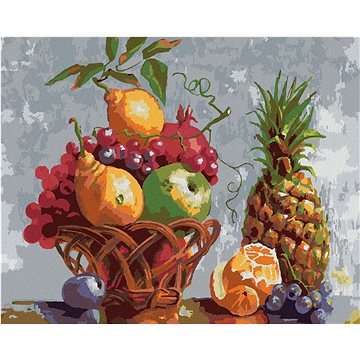 Košík plný ovoce, 40×50 cm, vypnuté plátno na rám (6040741)