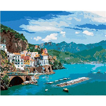 Krajina na pobřeží Amalfi v Itálii, 40×50 cm, bez rámu a bez vypnutí plátna (5010730)