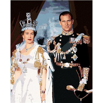 Královna Alžběta II. a princ Filip po korunovaci, 40×50 cm, vypnuté plátno na rám (6073061)