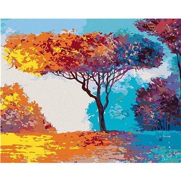 Krásný barevný strom v lese, 40×50 cm, bez rámu a bez vypnutí plátna (6044980)