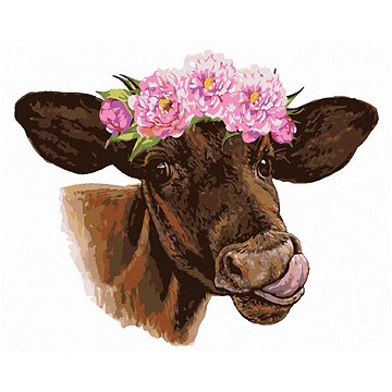 Kráva s vypláznutým jazykem, 40×50 cm, vypnuté plátno na rám (6055521)