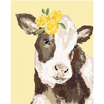 Kráva se žlutou květinou (Haley Bush), 40×50 cm, bez rámu a bez vypnutí plátna (5017660)