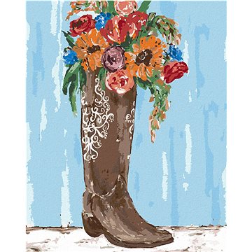 Květiny v botě (Haley Bush), 40×50 cm, vypnuté plátno na rám (5017821)