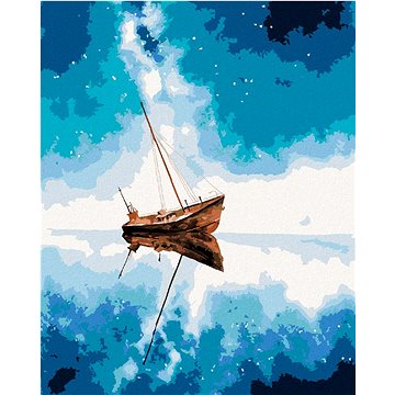 Loď a modré vesmírna obloha, 40×50 cm, bez rámu a bez vypnutí plátna (6048660)