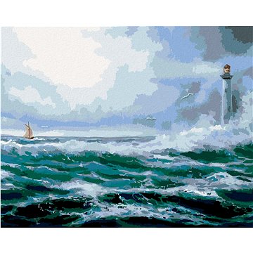 Maják v oceánu, 40×50 cm, vypnuté plátno na rám (6058201)
