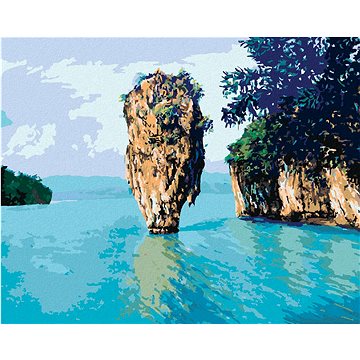 Malý lesní ostrůvek na moři, 40×50 cm, vypnuté plátno na rám (6045521)