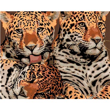 Matka jaguára a dvě mláďata, 40×50 cm, bez rámu a bez vypnutí plátna (5022410)