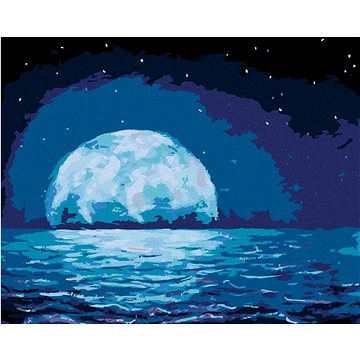 Měsíc odrážející se v mořských vlnách, 40×50 cm, vypnuté plátno na rám (6046281)