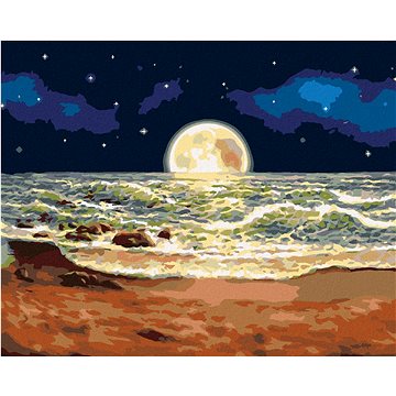 Měsíc schovaný za mořem, 80×100 cm, vypnuté plátno na rám (6046373)