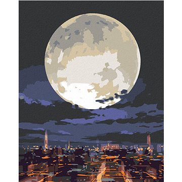 Měsíční svit nad nočním městem, 40×50 cm, bez rámu a bez vypnutí plátna (6047350)