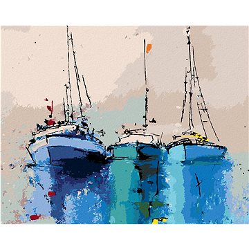 Modré jachty, 40×50 cm, bez rámu a bez vypnutí plátna (6040250)