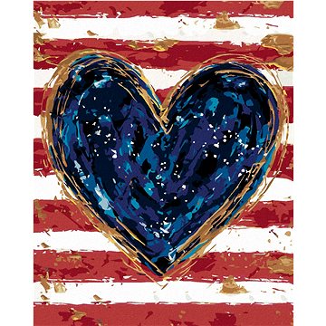 Modré srdce s červenými pruhy (Haley Bush), 40×50 cm, bez rámu a bez vypnutí plátna (5018580)