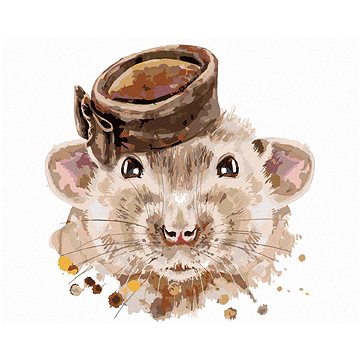 Myška s hnědým kloboukem, 40×50 cm, vypnuté plátno na rám (6054281)