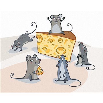 Myšky a sýr, 40×50 cm, vypnuté plátno na rám (6055311)