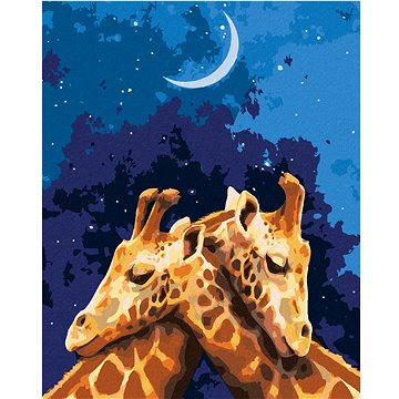 Objímající se žirafy, 40×50 cm, vypnuté plátno na rám (6044581)